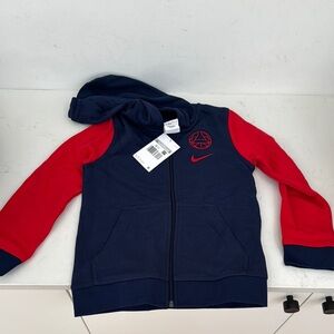 Nike Blue and Red Sporty Zip-Up Hoodie